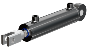 Dubbelverkande hydraulcylinder från Melin & Carlsson med gaffel