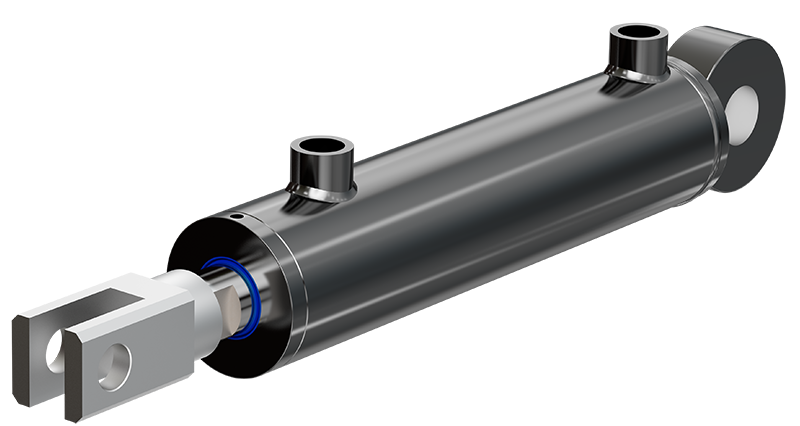 Dubbelverkande hydraulcylinder från Melin & Carlsson med gaffel